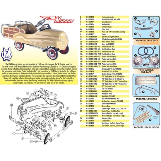 Pedal Car Parts, Murray® Pontiac Pedal Rods with Crossmember Assembly