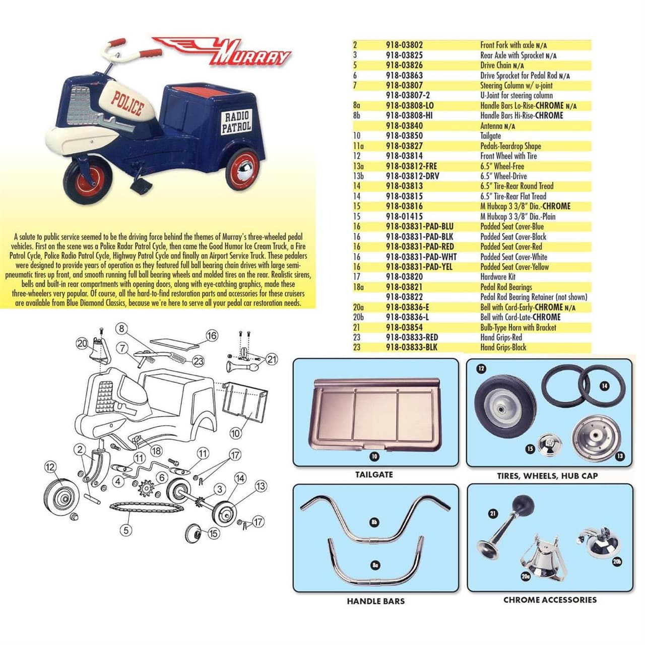 Pedal Car Parts, Murray® ThreeWheeler Teardrop Pedals