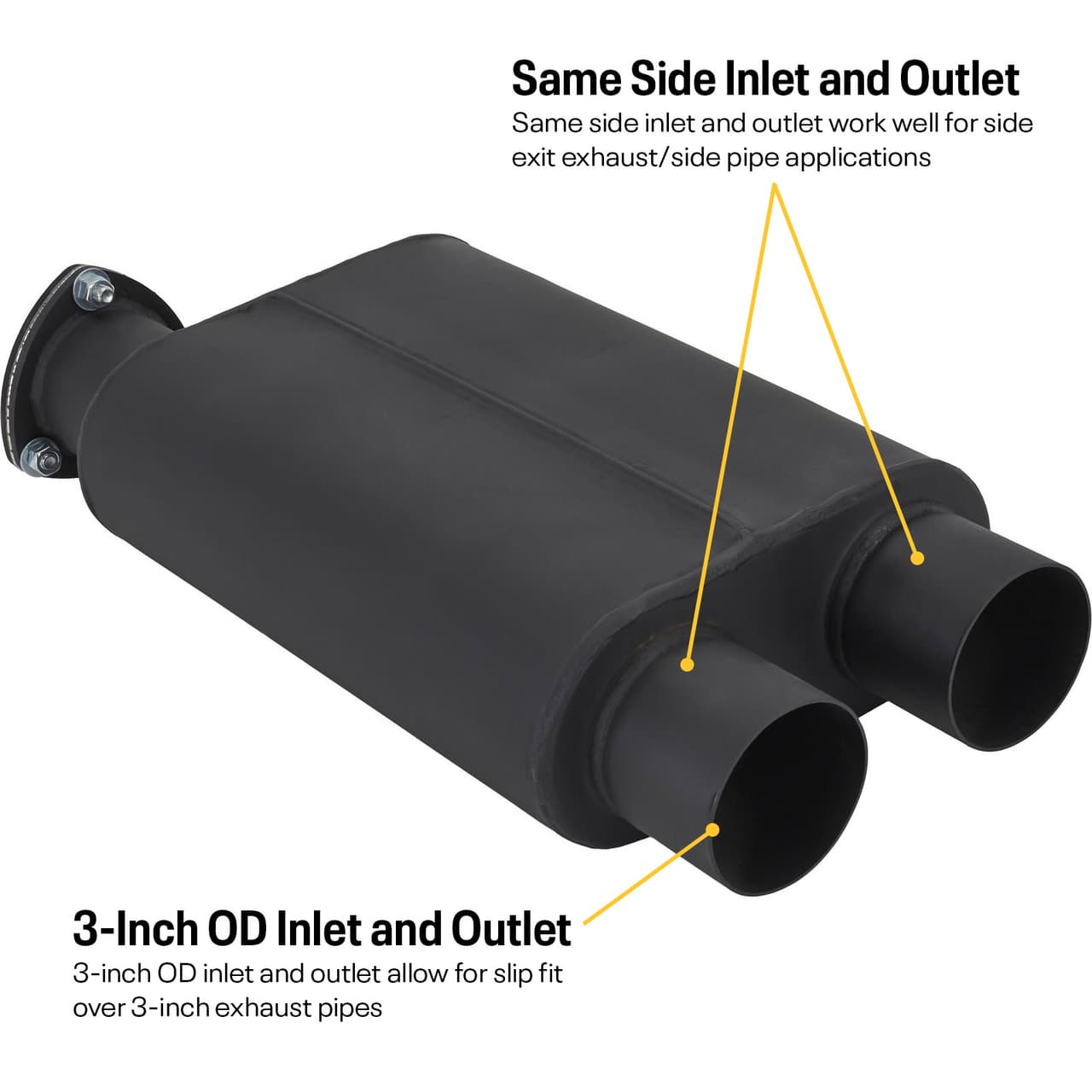 Straight Through Exhaust Dump Baffled Muffler with Cutout, 3 Inch Same ...
