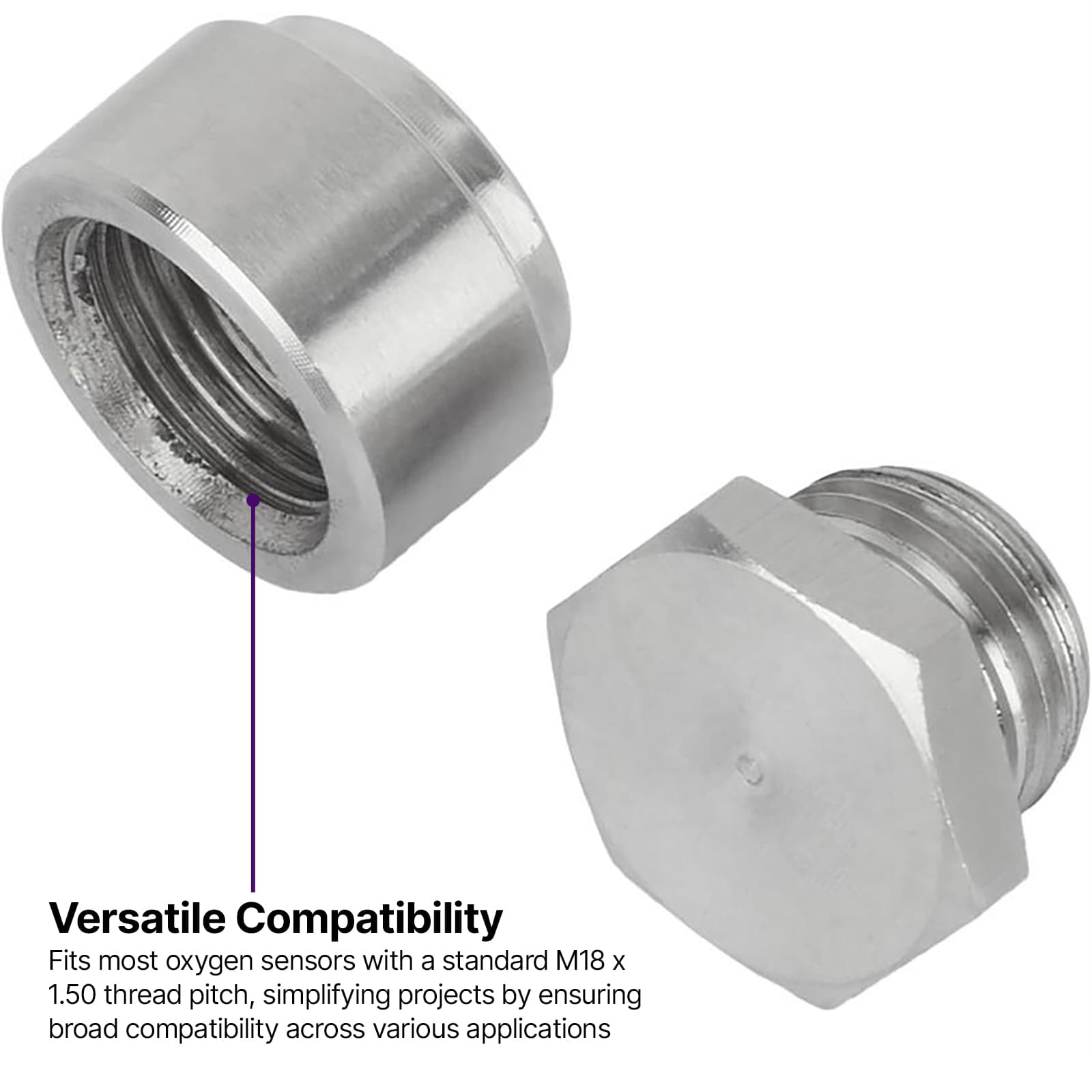 HEAT SINK" Oxygen Sensor O2 Weld On Stepped Nut & Cap Bung Kit - Foto 3