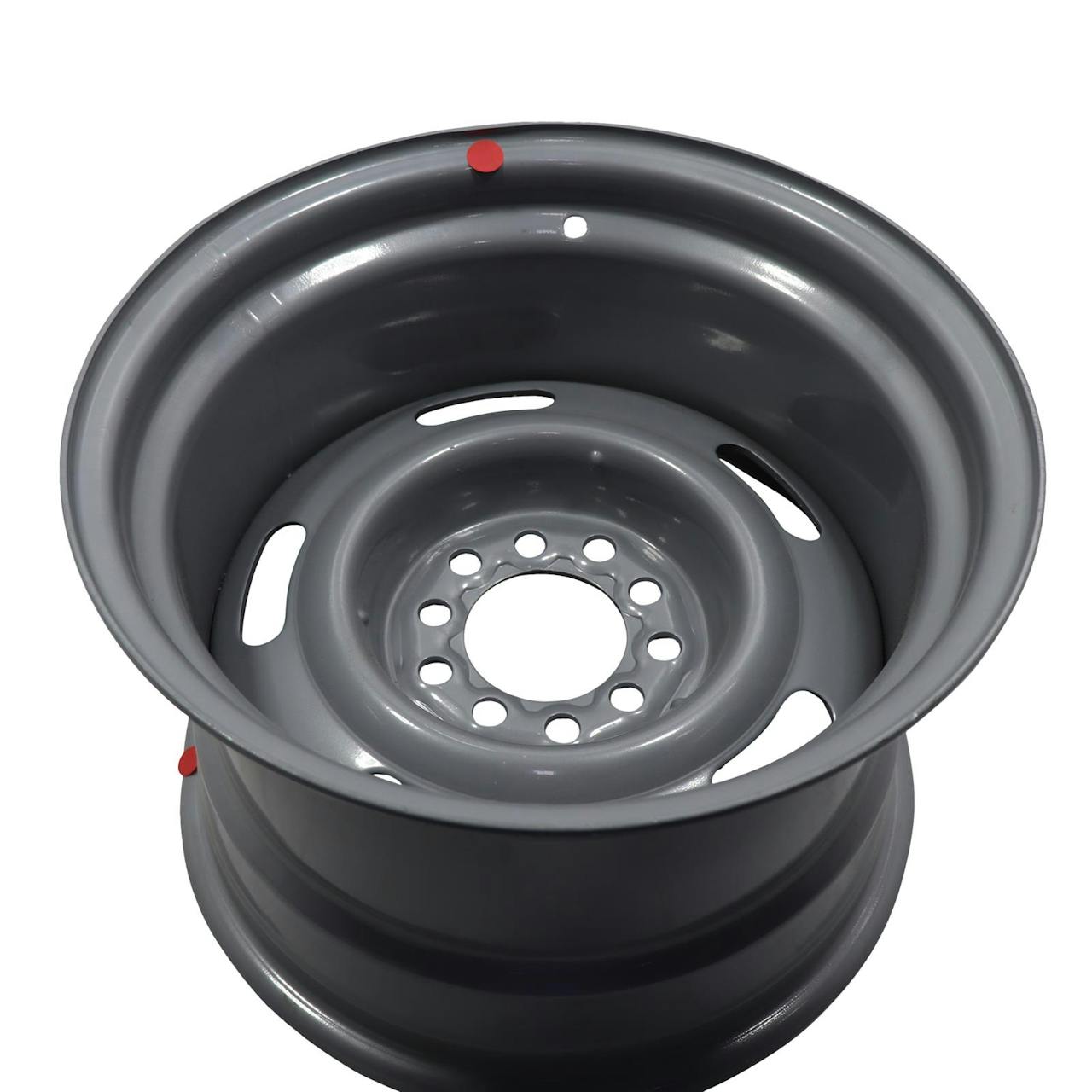 GM Dual Pattern Silver 15x10 Rally Wheel, 4.5 Inch-4.75 Inch