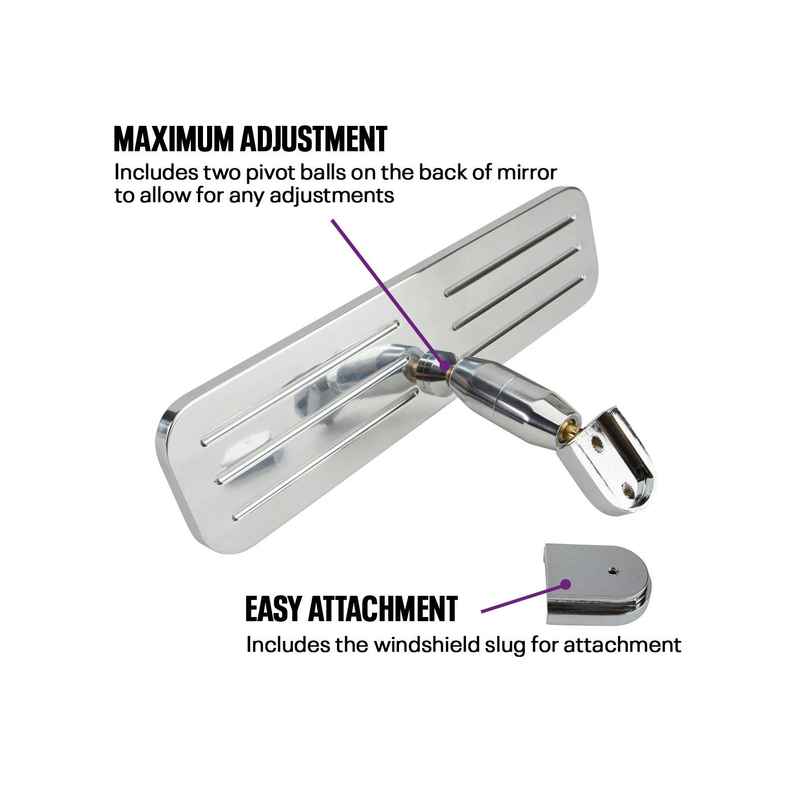 Speedway Motors Ball Milled Billet Aluminum Interior Rear View Mirror & Glue - Foto 6